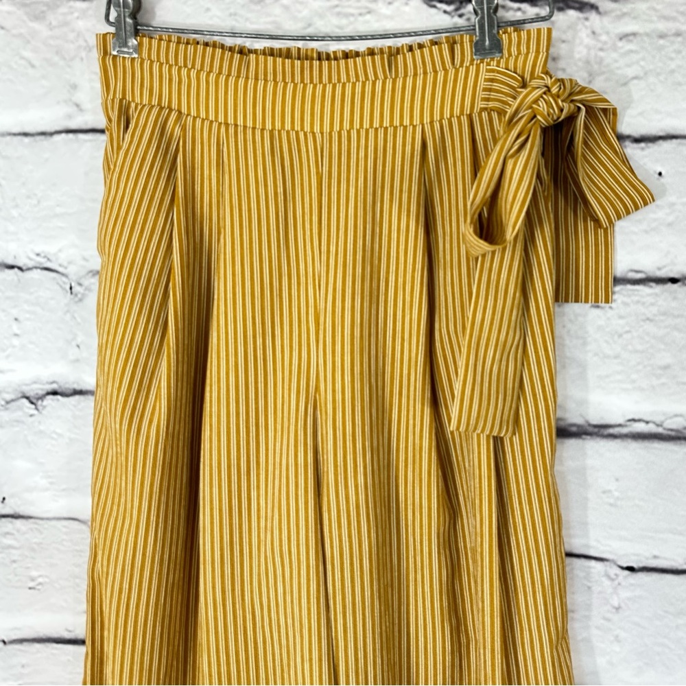 J.O.A. Sz S Just One Answer Wide Leg Cropped Pants Mustard Cream Flowy F… - Picture 5 of 16